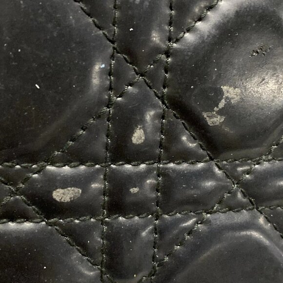 Auth DIOR/ChristianDior Cannage Stitch - Black Patent Leather Long Wallet - Picture 5 of 11